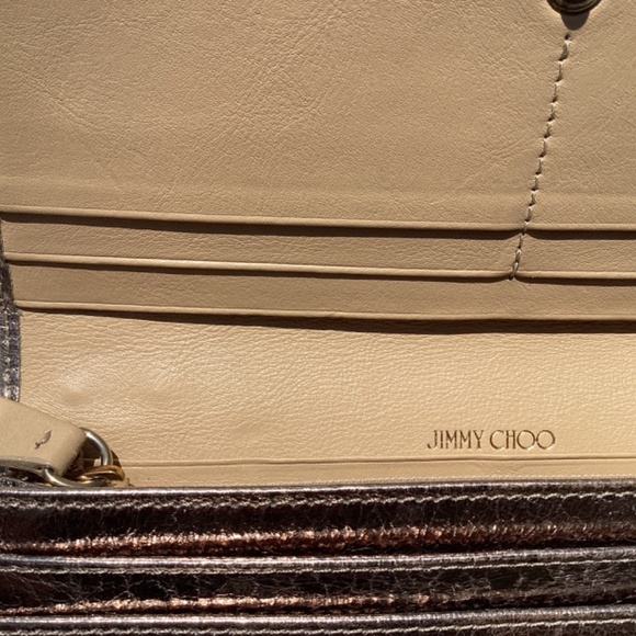 Jimmy Choo Filipe DOA/0C6061 Gold Metallic Star Long Wallet - Picture 6 of 8